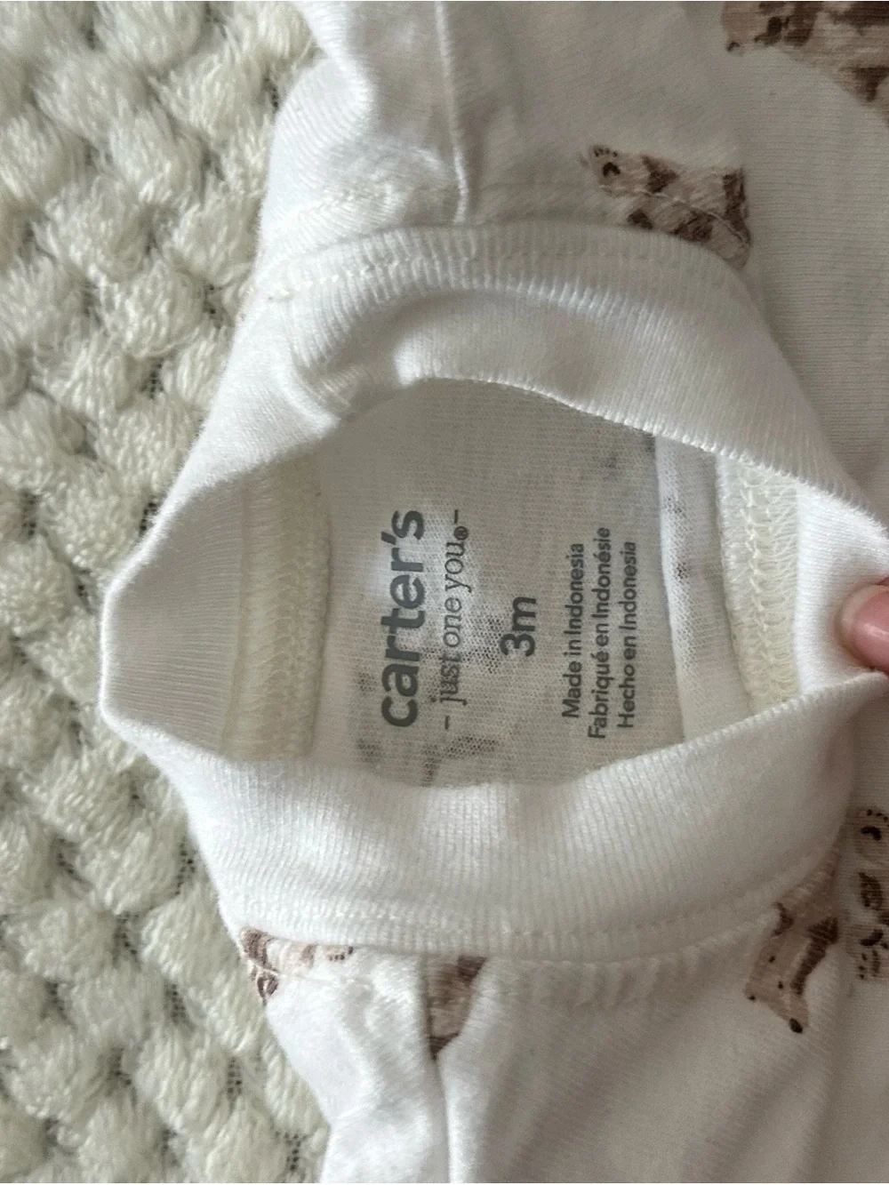 Carter's White Long-Sleeve Tee with Brown Bear Print